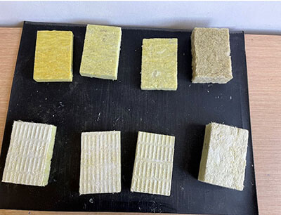 Рисунок исходных образцов минеральной ваты и образцы, обработанные составом Стиз Д