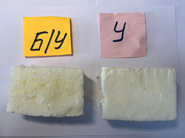 Рисунок структуры монтажной пены в зависимости от предварительного увлажнения